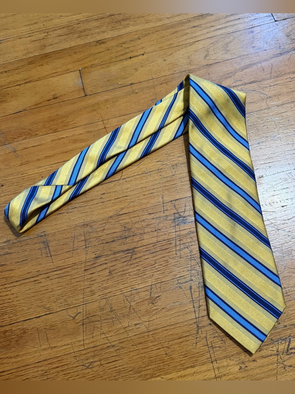 Faconnable Silk Yellow and Blue Striped Men’s Tie